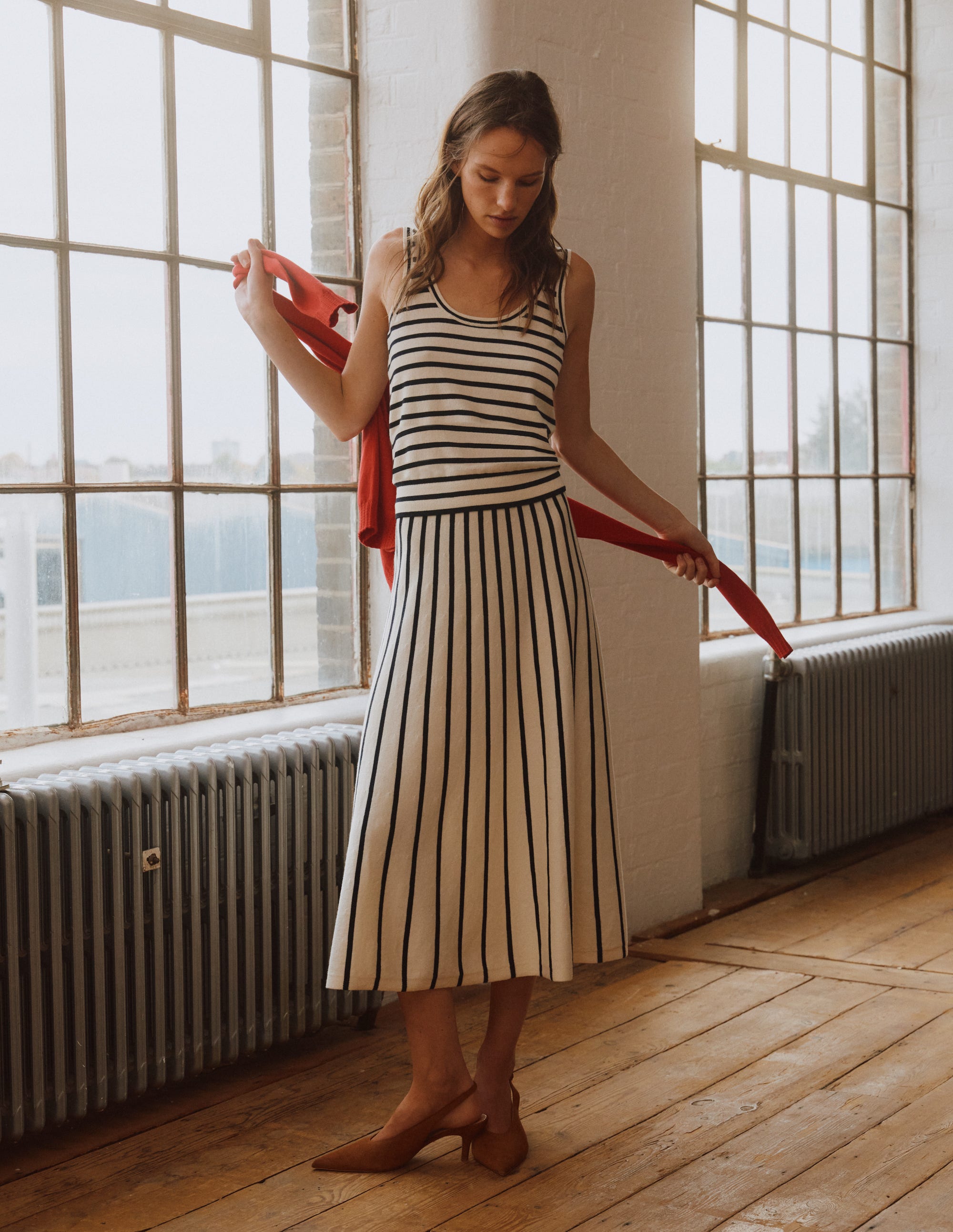 Liz Knitted Tank-Ivory, Navy | Boden USA