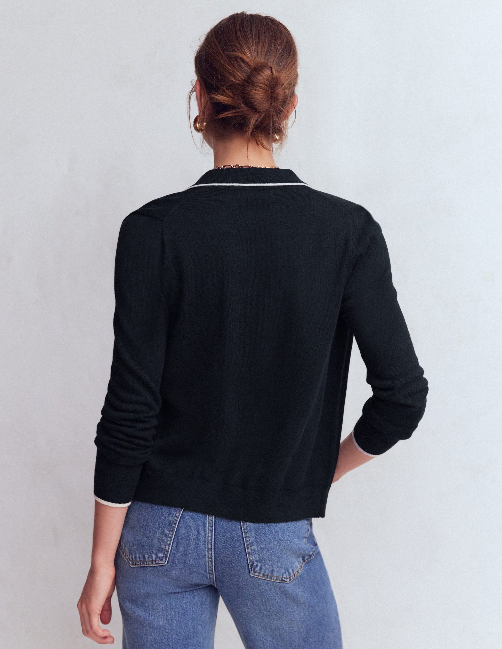 Liz Knitted Collared Cardigan-Navy-3