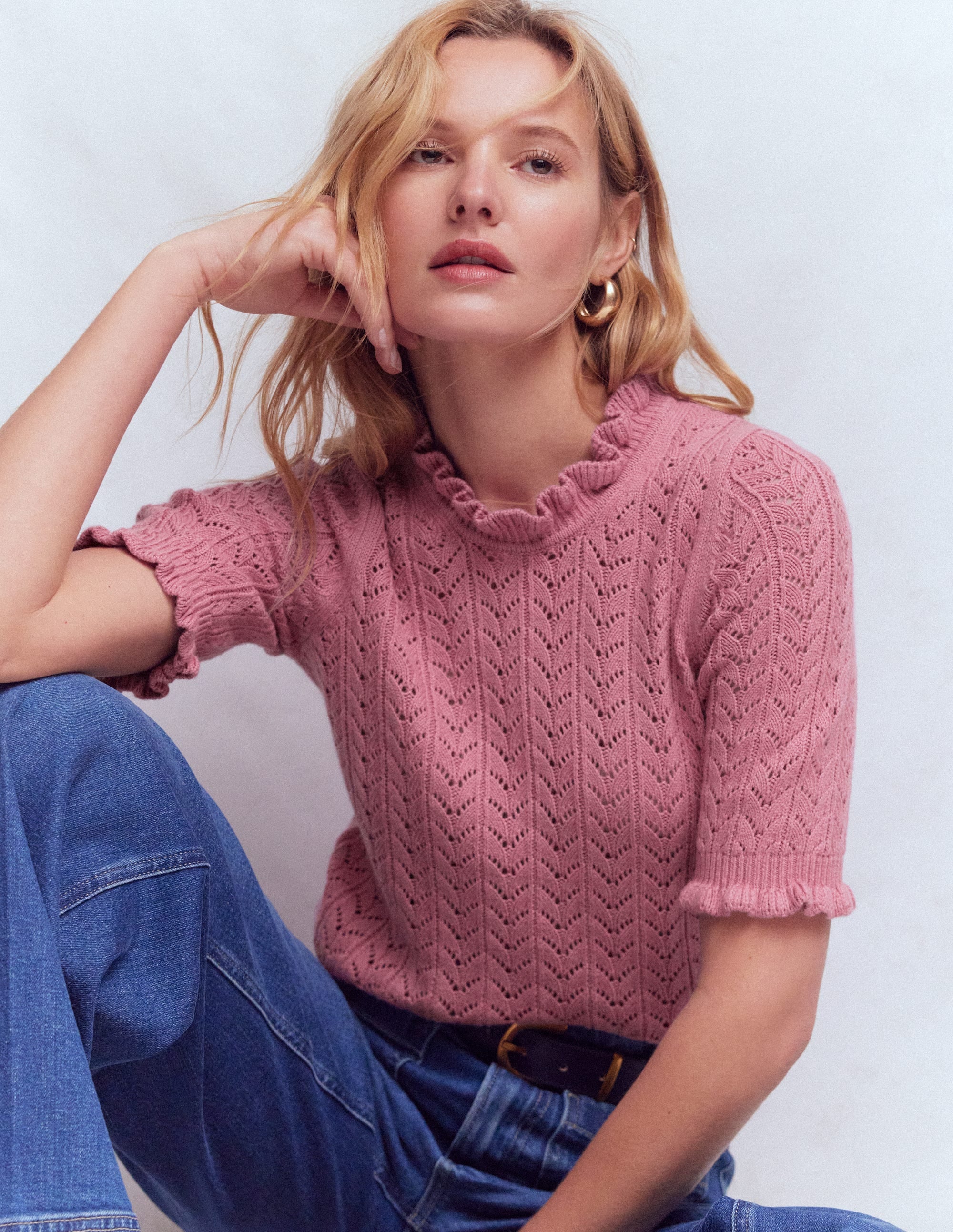 Eloise Frill T-Shirt-Spring Blossom Pink | Boden USA