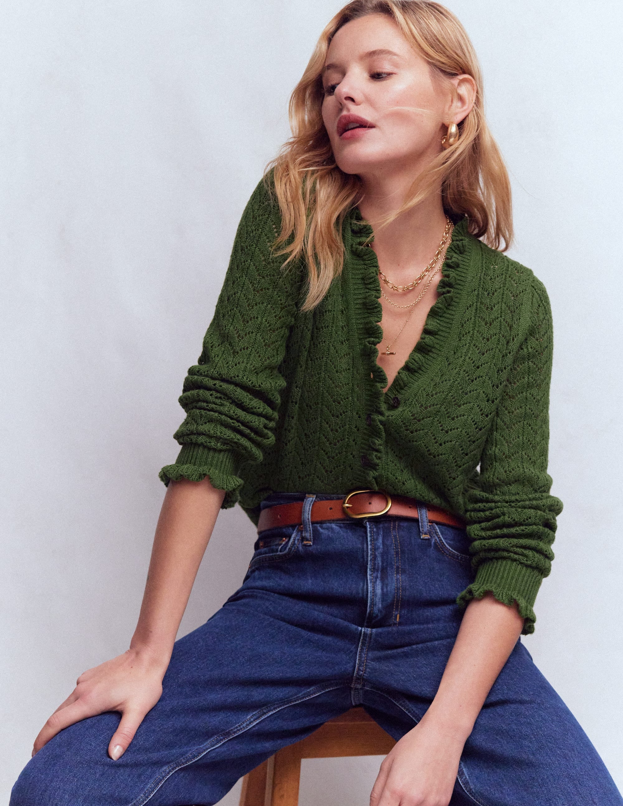 Eloise Frill Henley Jumper-Promenade Green - Image 1