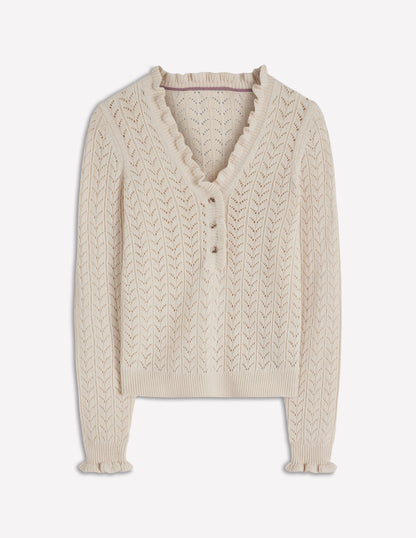 Eloise Frill Henley Jumper-Warm Ivory-6