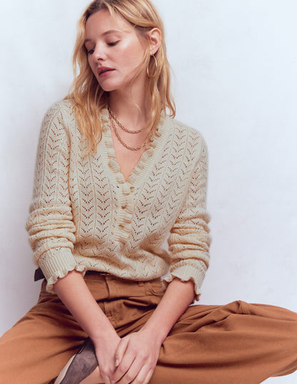 Eloise Frill Henley Jumper-Warm Ivory-5