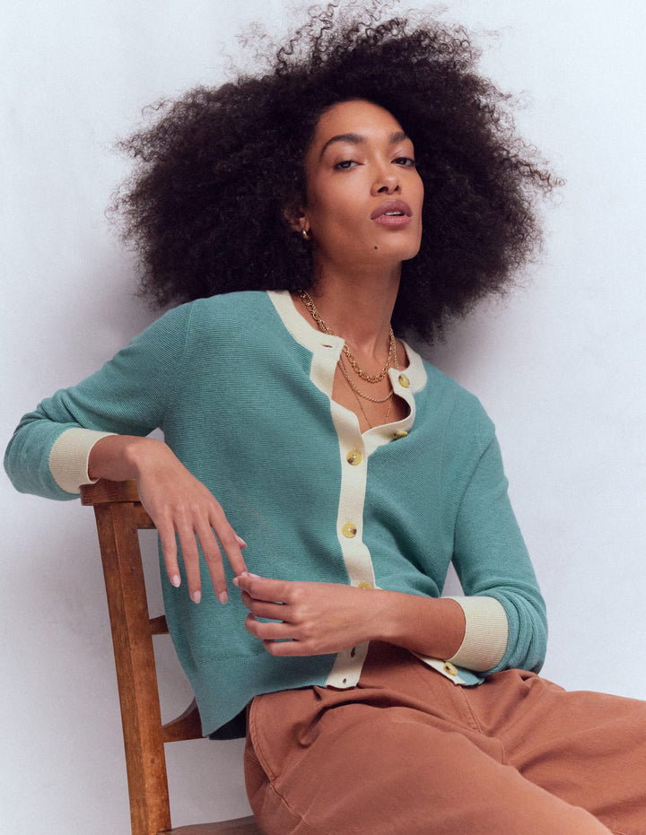 Grace Colour Block Cardigan-Cloudy Jane Blue