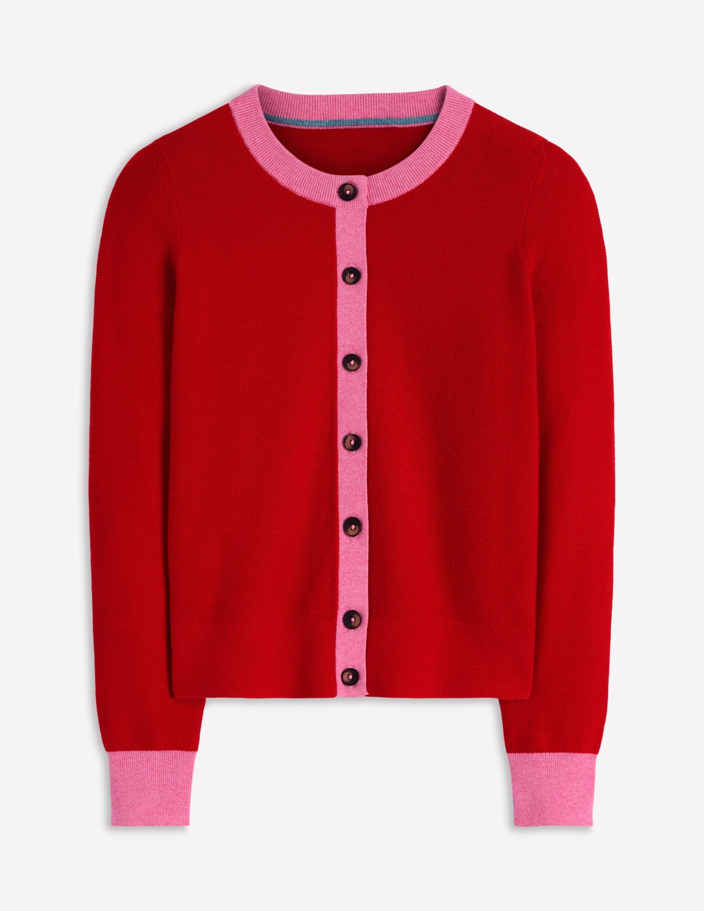 Grace Colour Block Cardigan-Bright Cherry