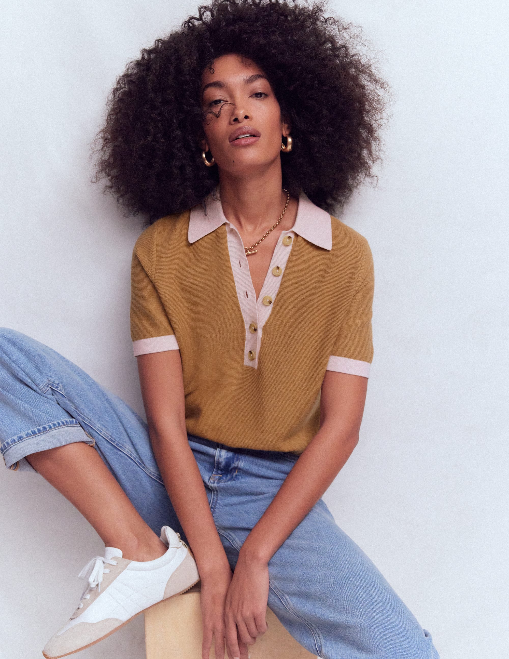 Grace Colour Block T-Shirt-Camel Melange | Boden USA