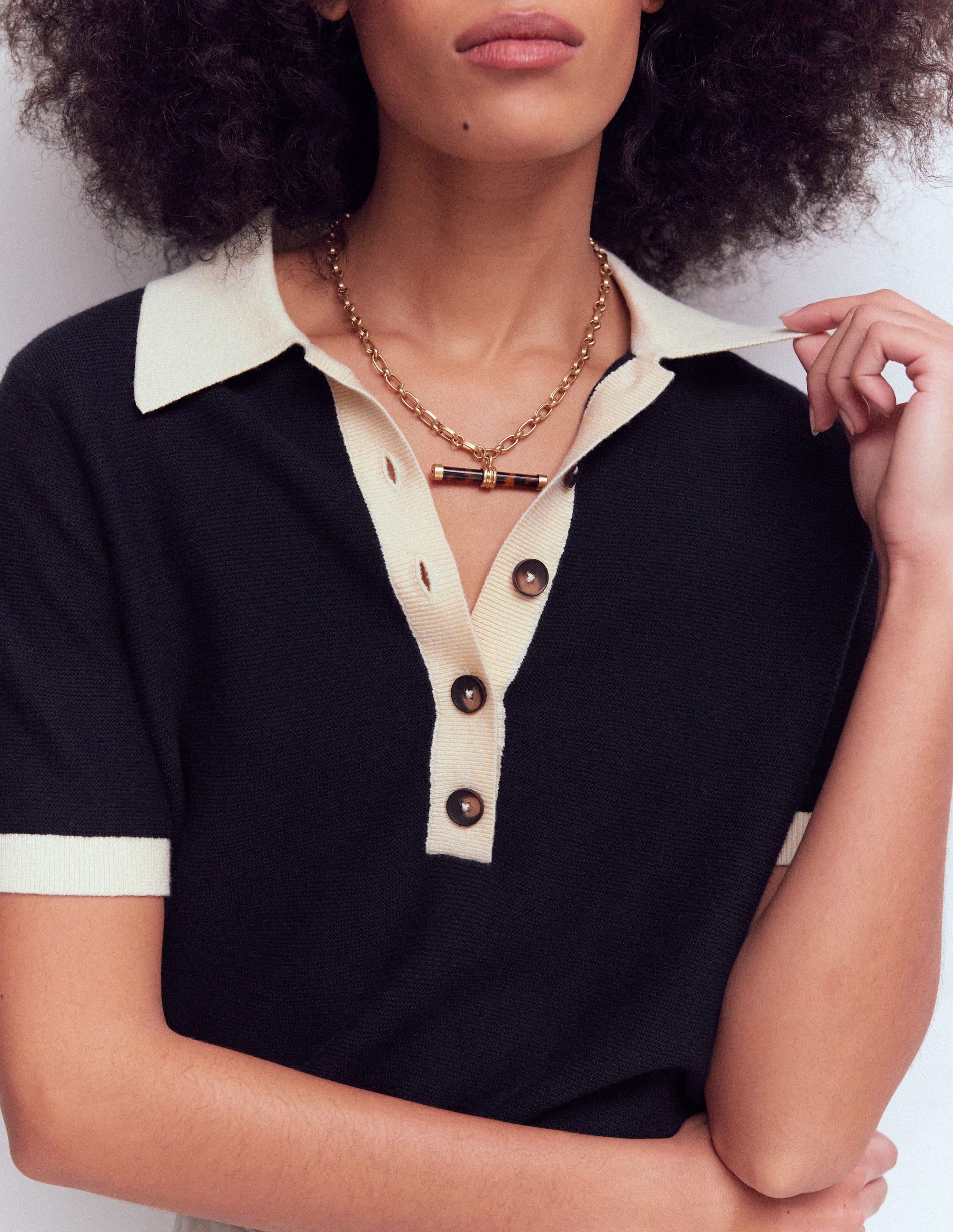 Grace Colour Block T-Shirt-Navy - Image 2
