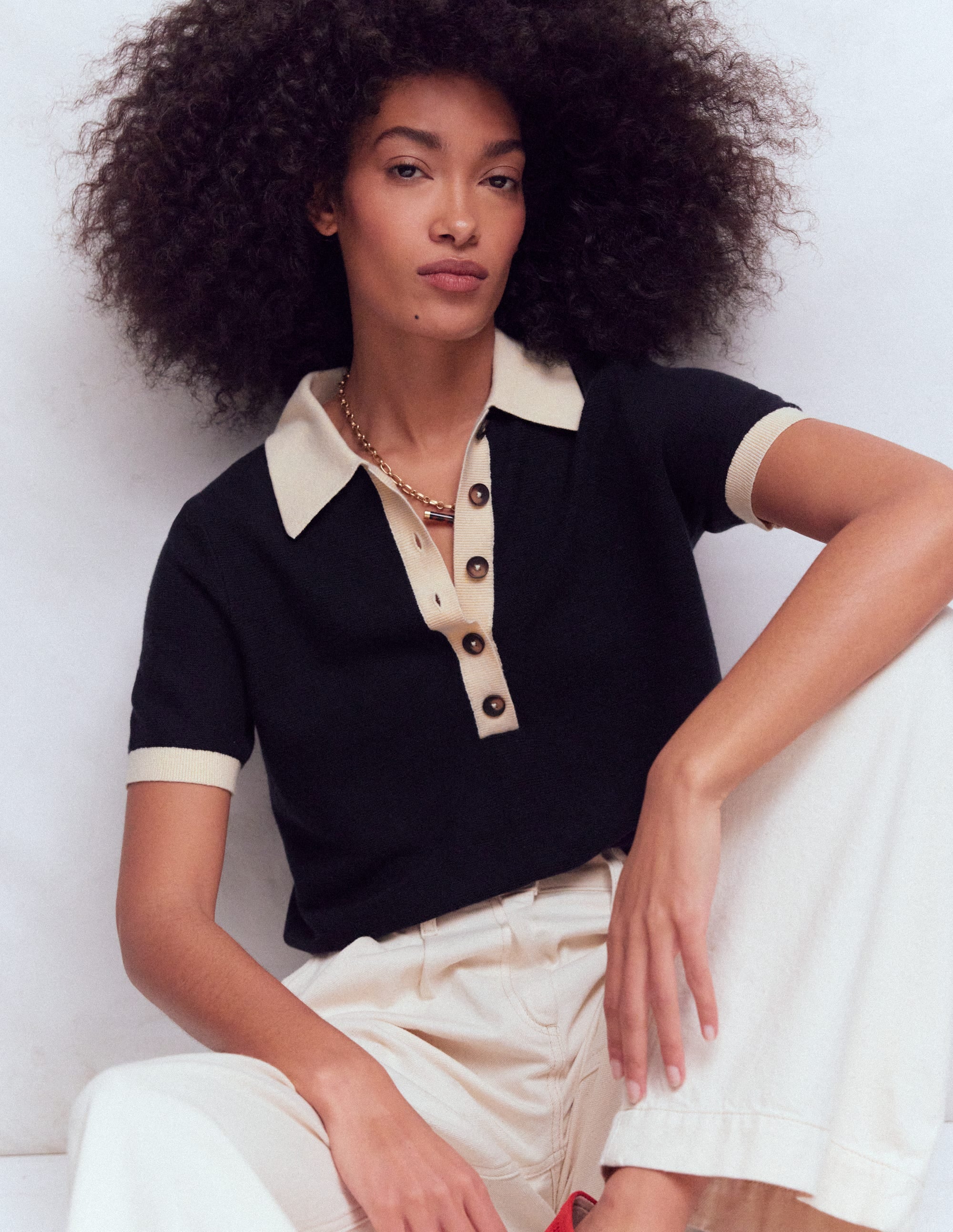 Grace Colour Block T-Shirt-Navy - Image 4