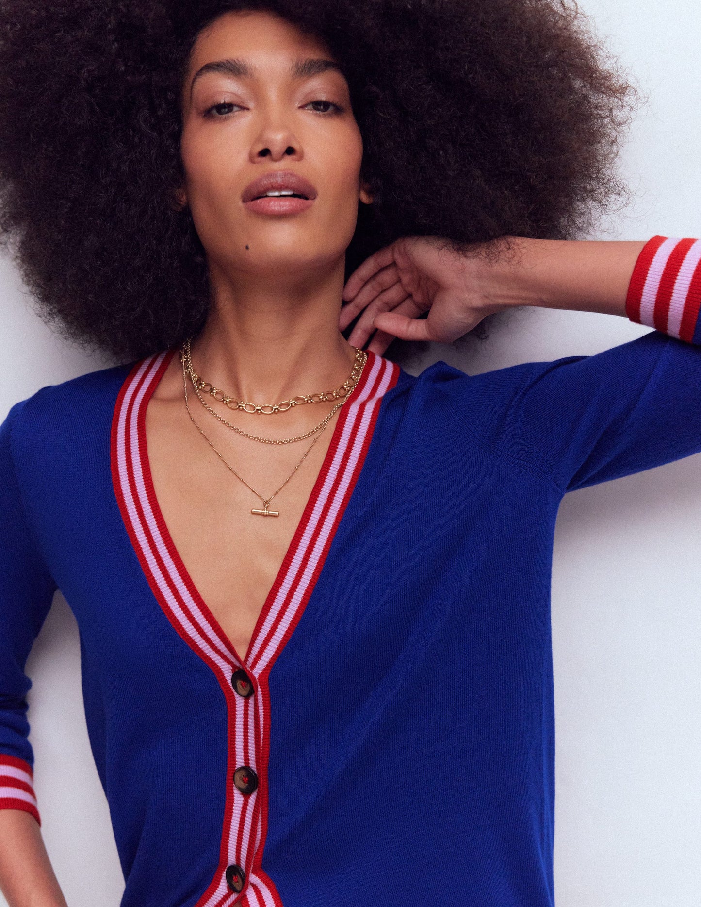 V Neck Longline Cardigan-Bright Blue