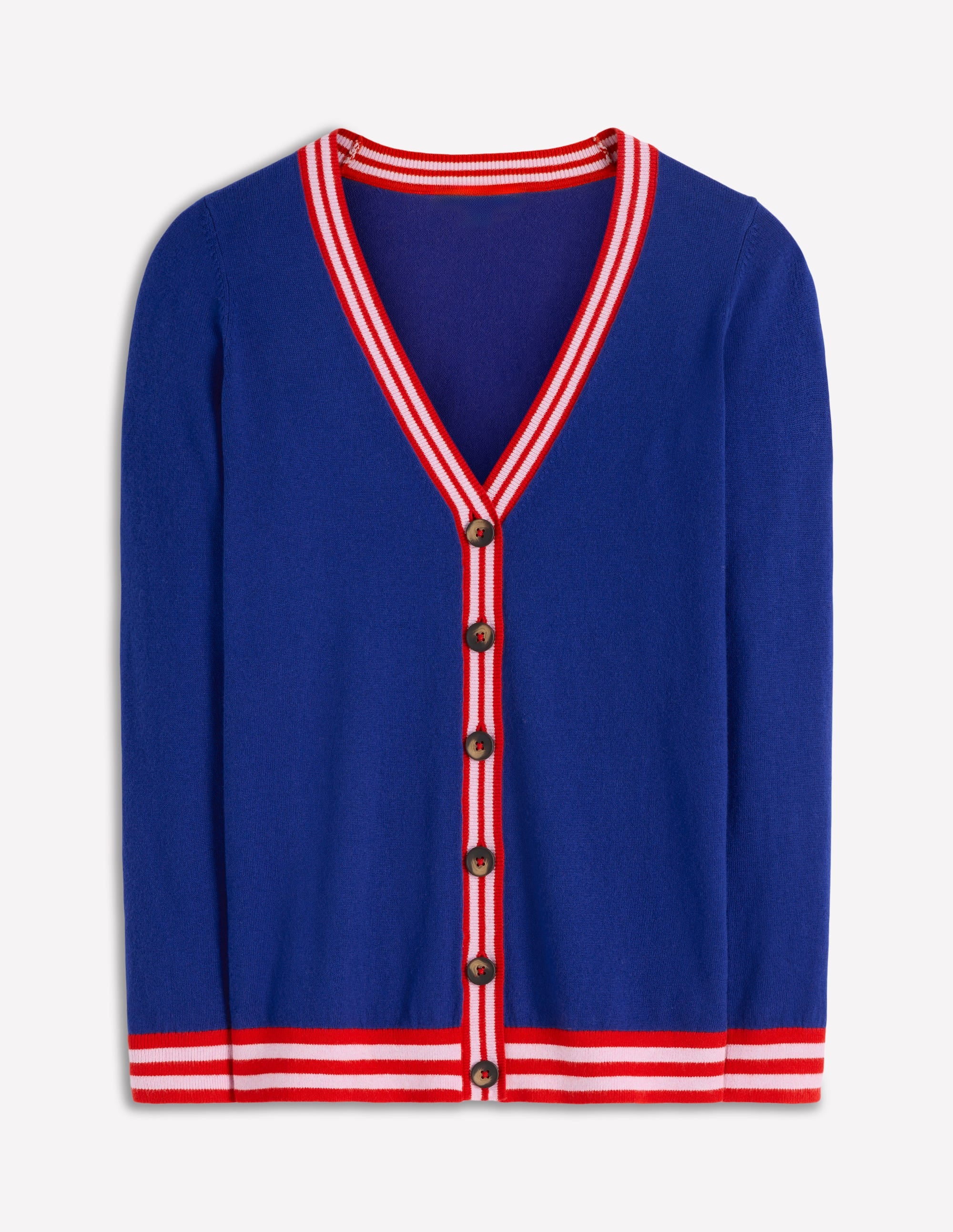 V Neck Longline Cardigan-Bright Blue - Image 5