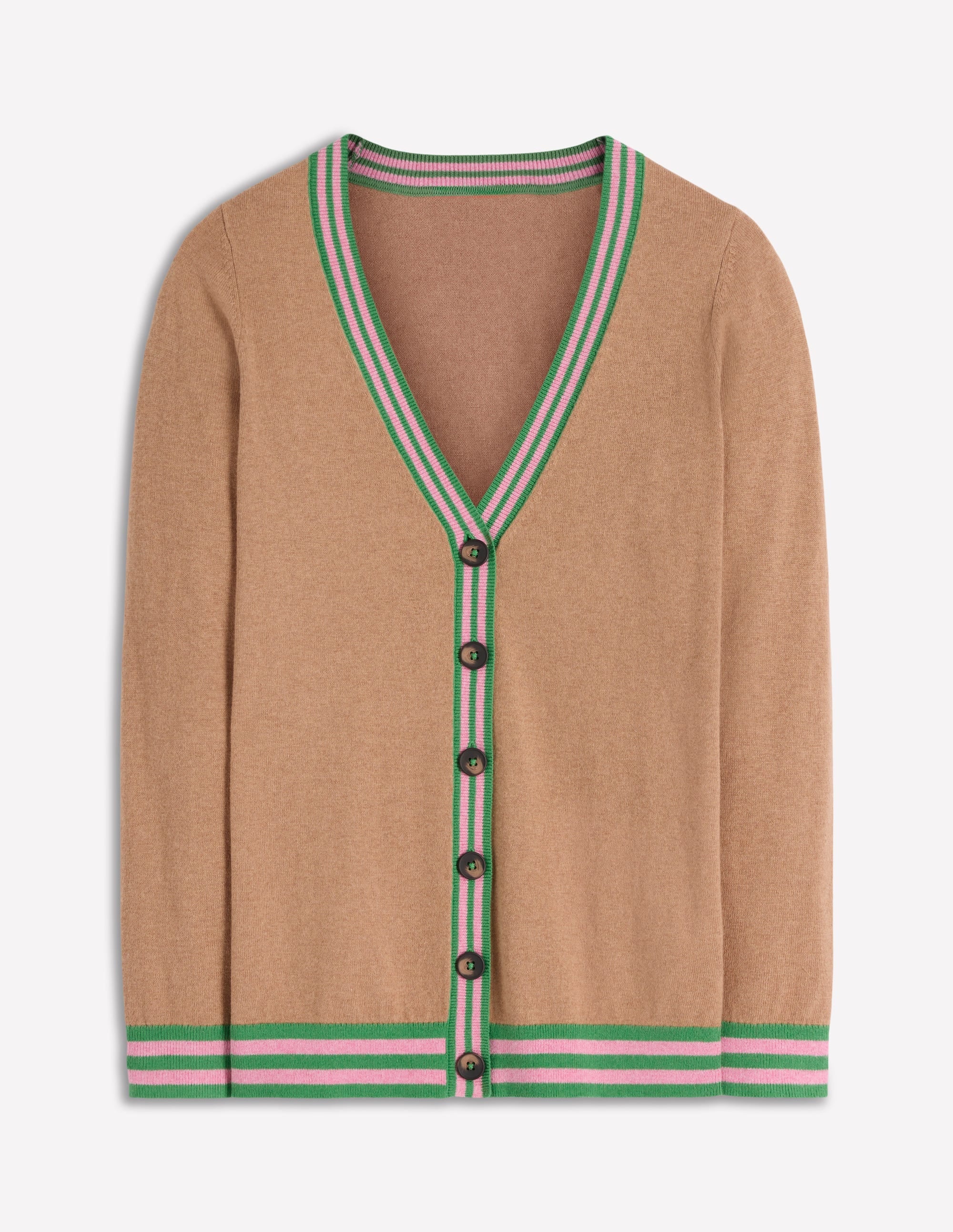V Neck Longline Cardigan - Camel Melange | Boden USA
