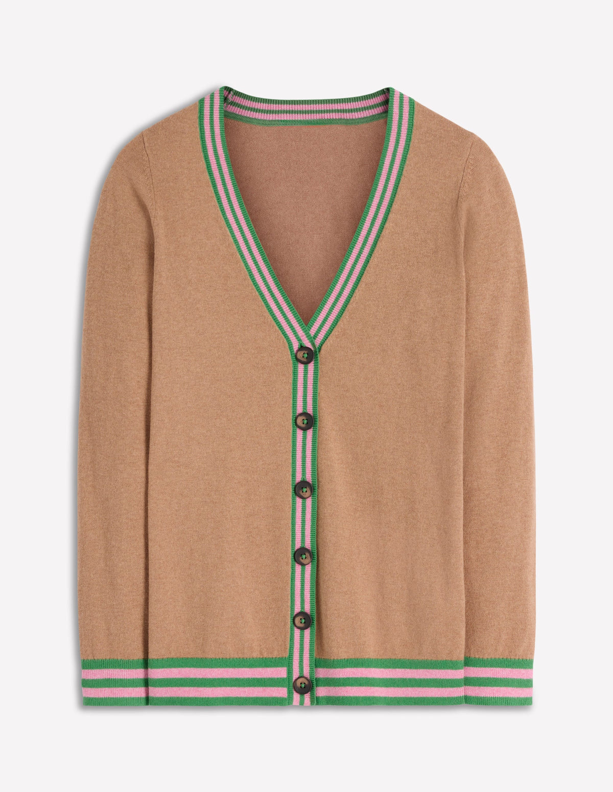 V Neck Longline Cardigan-Camel Melange - Image 8