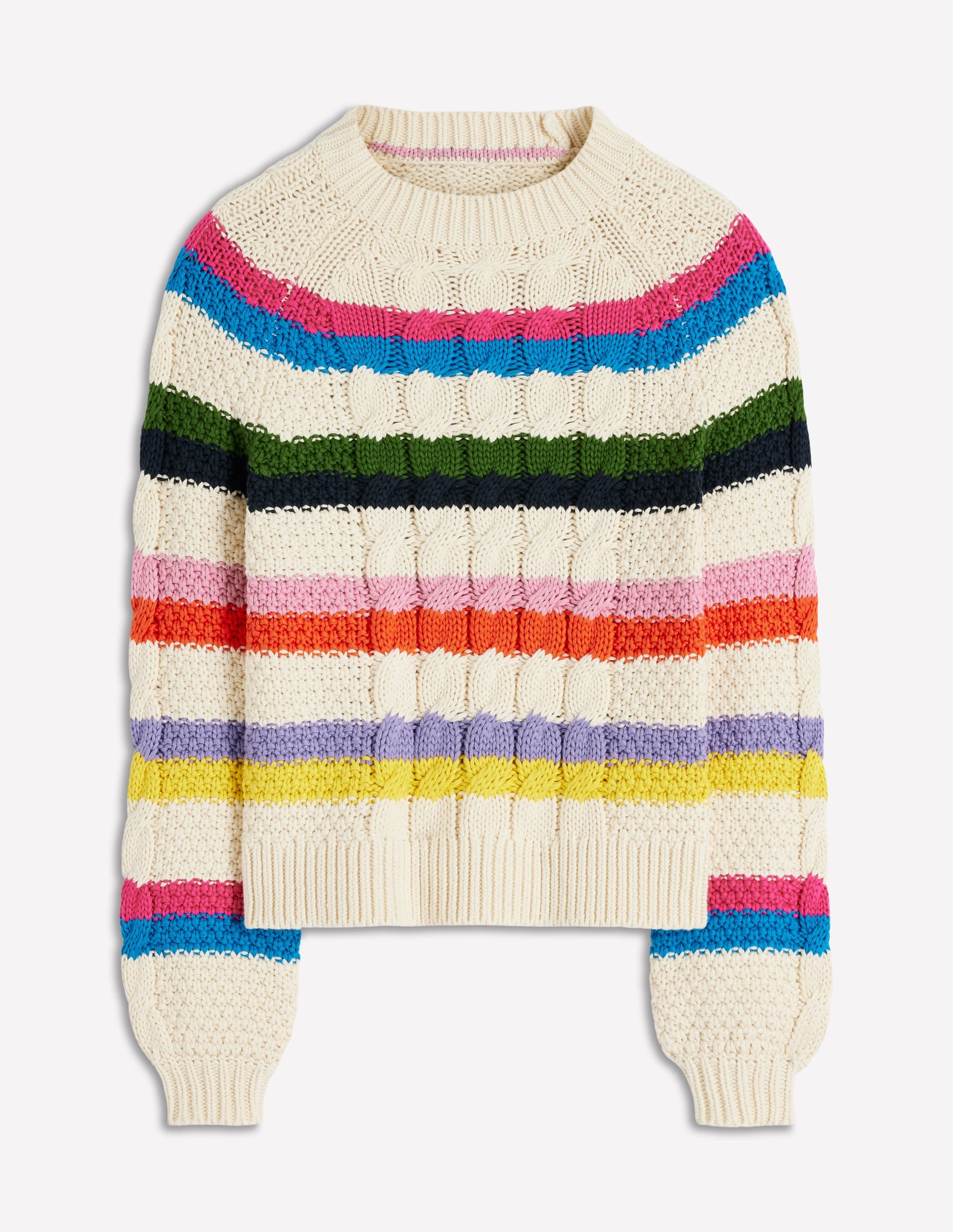 Cotton Cable Jumper - Warm Ivory, Rainbow | Boden USA