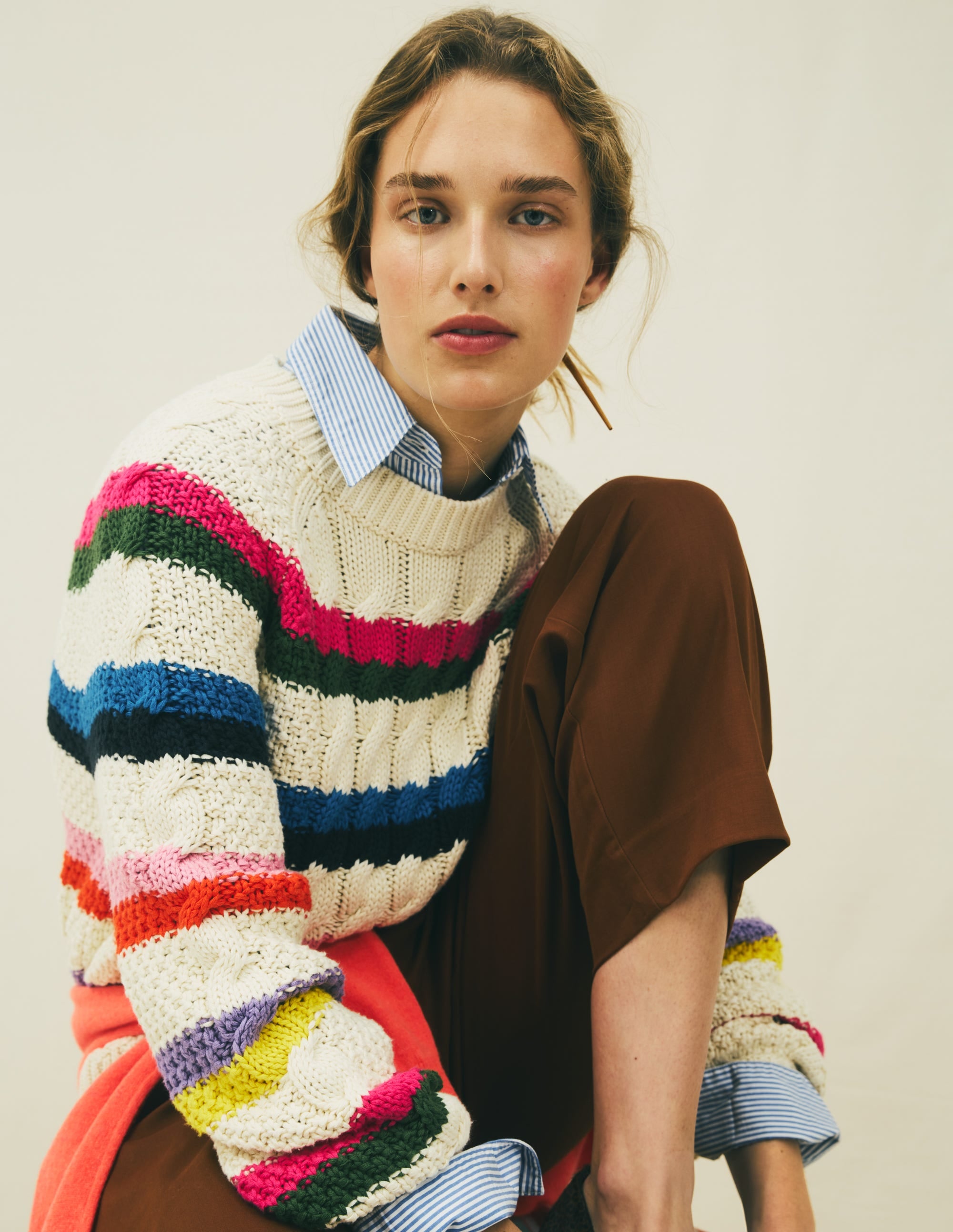 Cotton Cable Jumper - Warm Ivory, Rainbow | Boden USA
