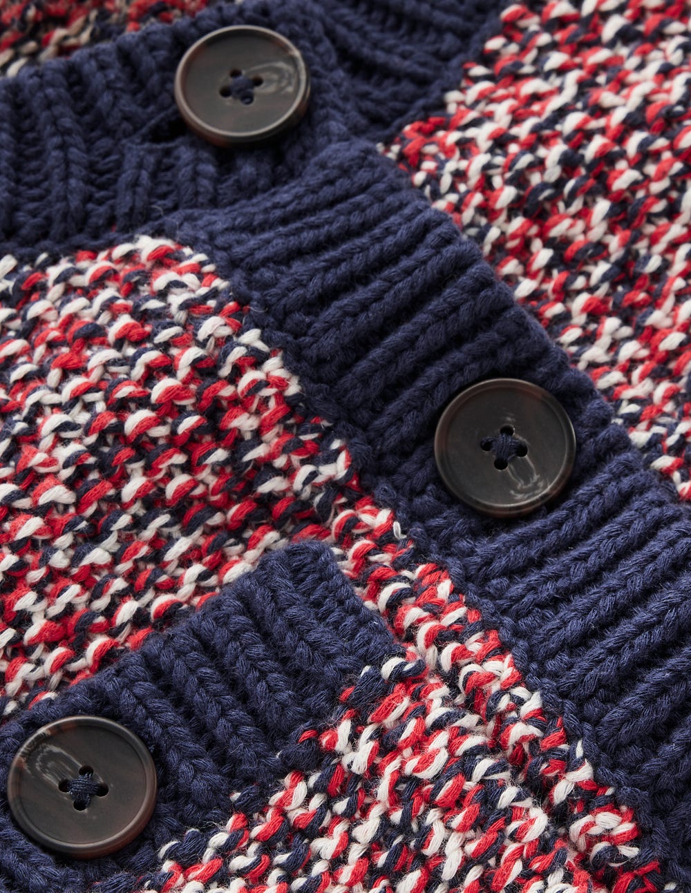 Textured Marl Cardigan-Navy/ Red Marl-7