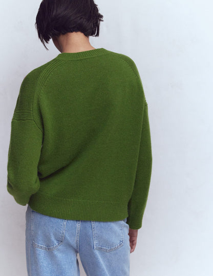 Isa Embroidered Sweater-Herb Garden, Green Flowers-3