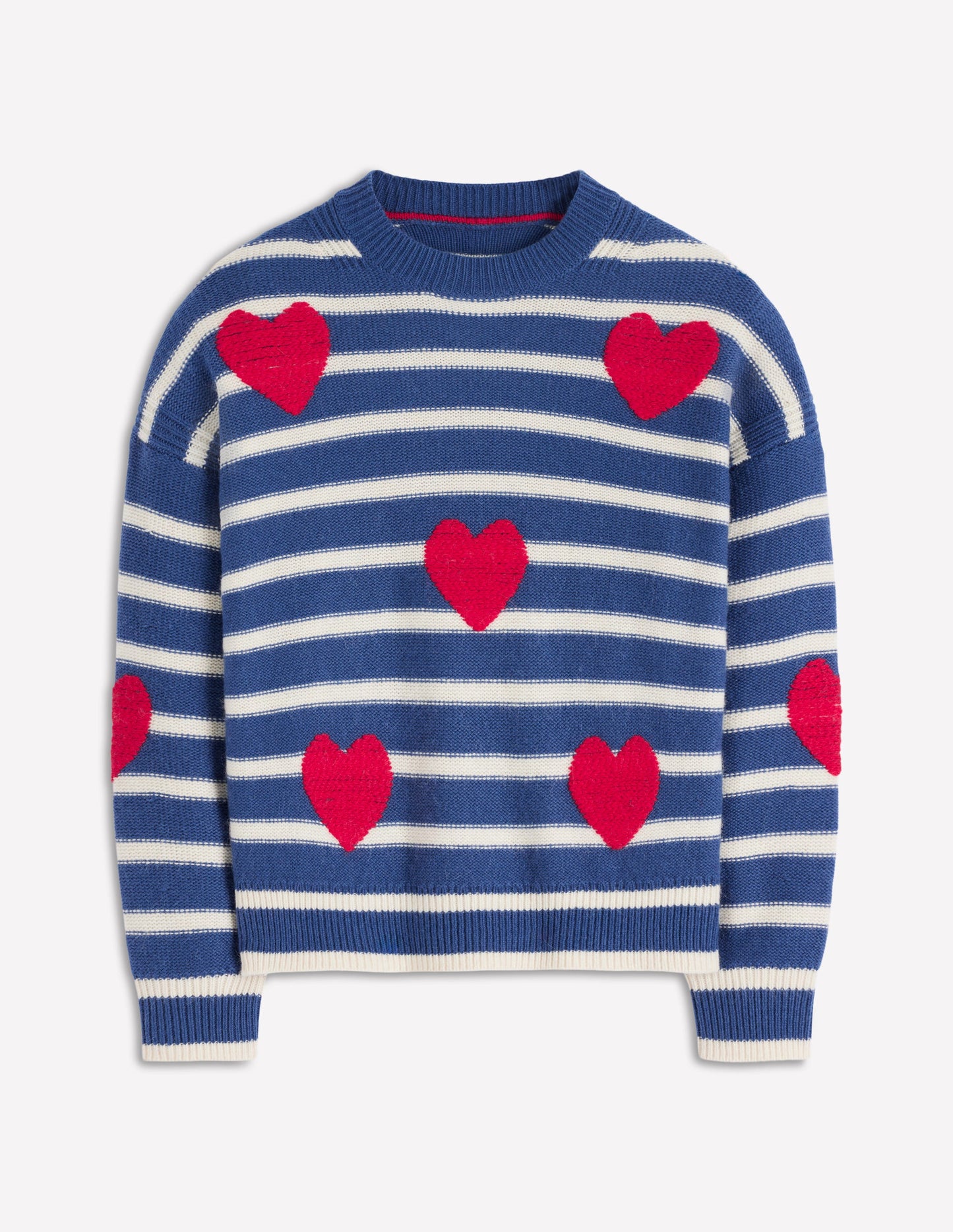 Isa Embroidered Sweater-Delft Blue Hearts