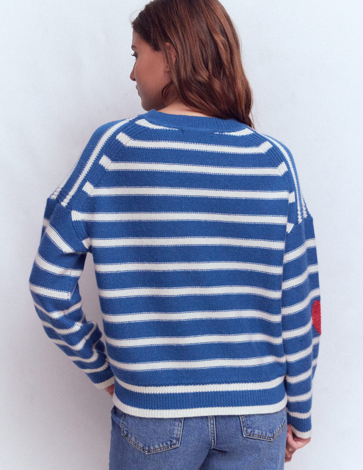 Isa Embroidered Sweater-Delft Blue Hearts - Image 3