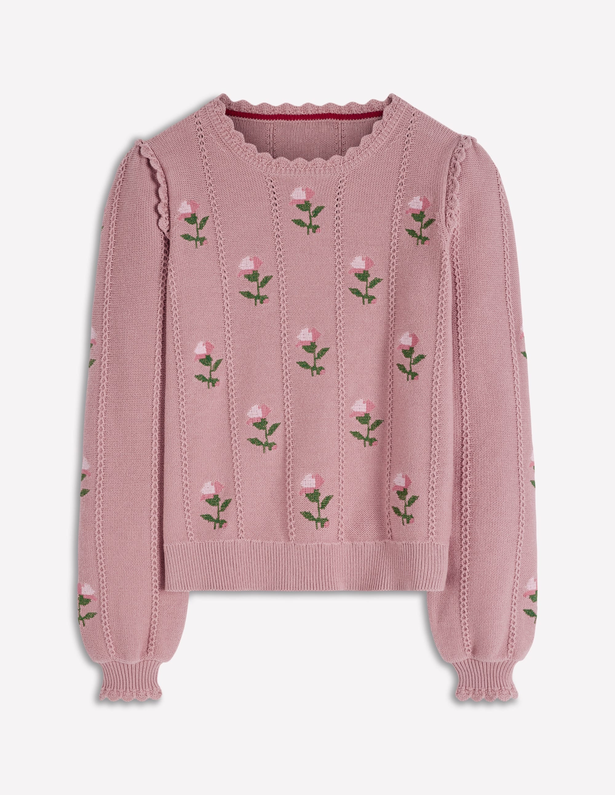Valeria Crochet Trim Jumper-Rose Pink, Embroidery | Boden USA