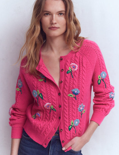 Liv Embroidered Cable Cardigan-Pink Peony-4