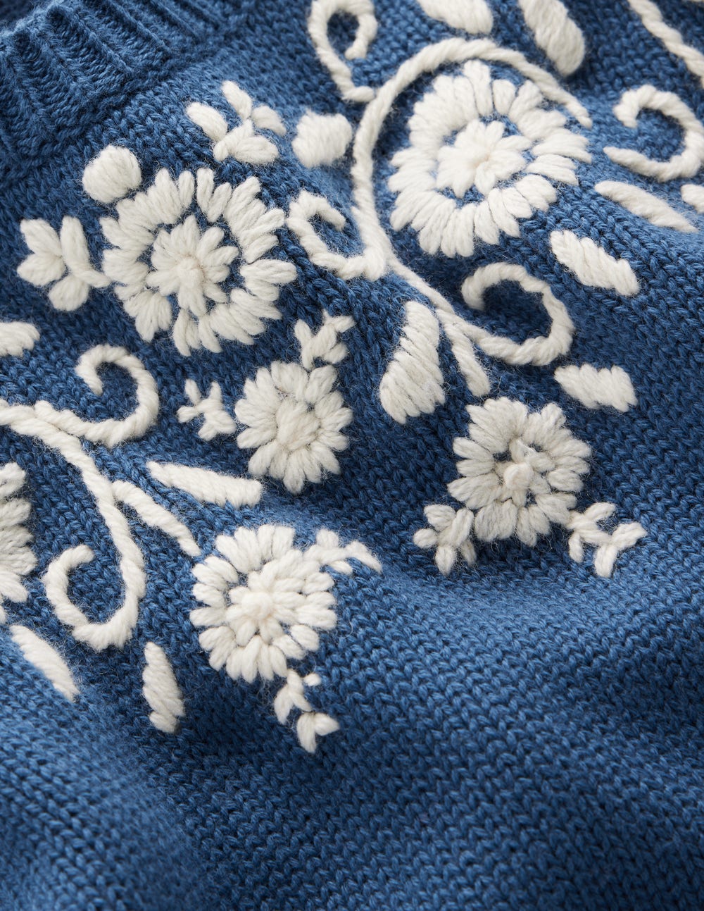Davina Puff Sleeve Sweater-Denim Blue Embroidery - Image 8