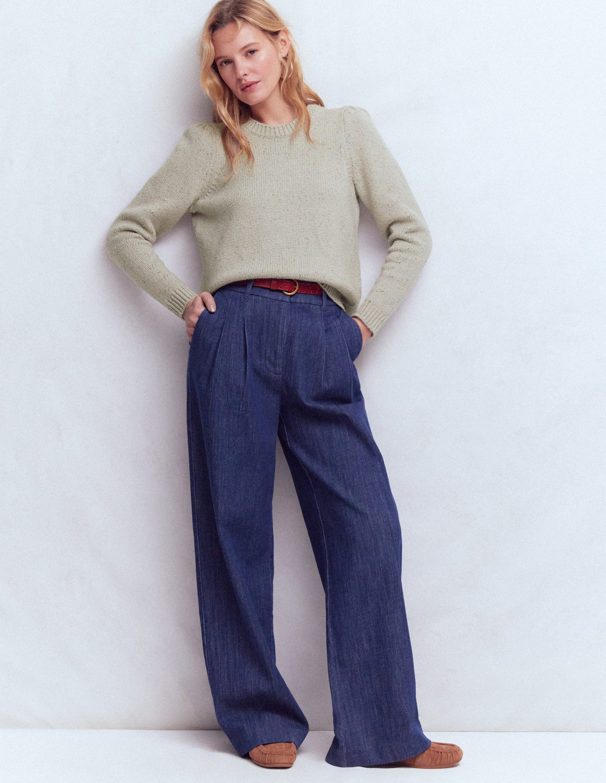 Davina Puff Sleeve Sweater-Ivory, Nep-4