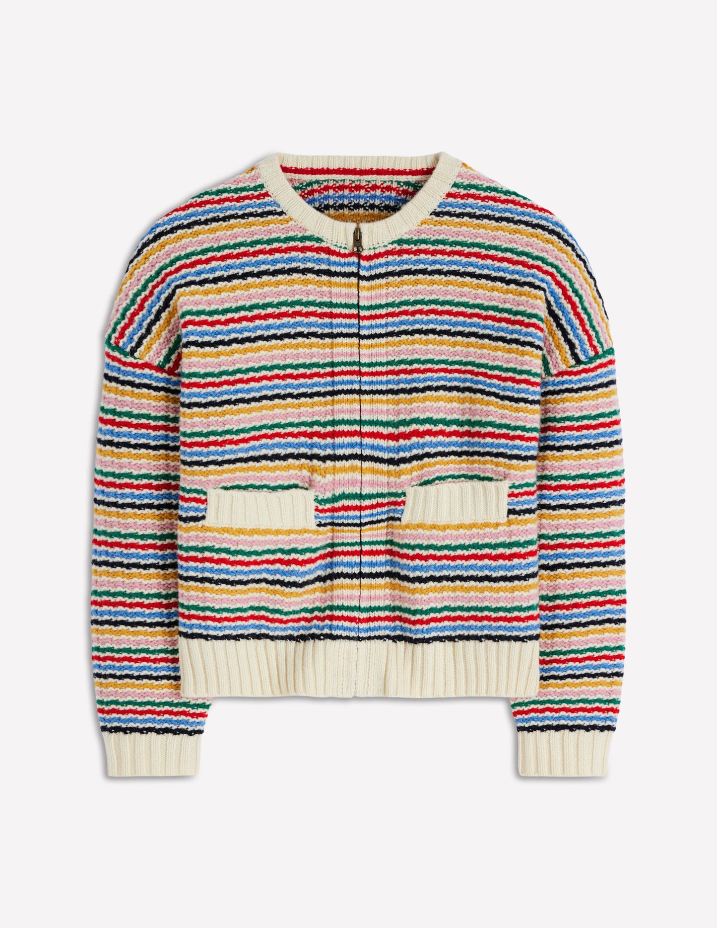 Maya Zip Up Jacket-Ivory, Rainbow
