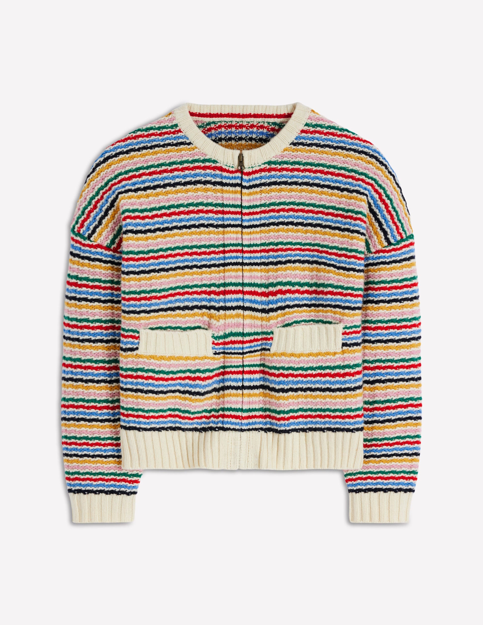 Maya Zip Up Jacket-Ivory, Rainbow-7