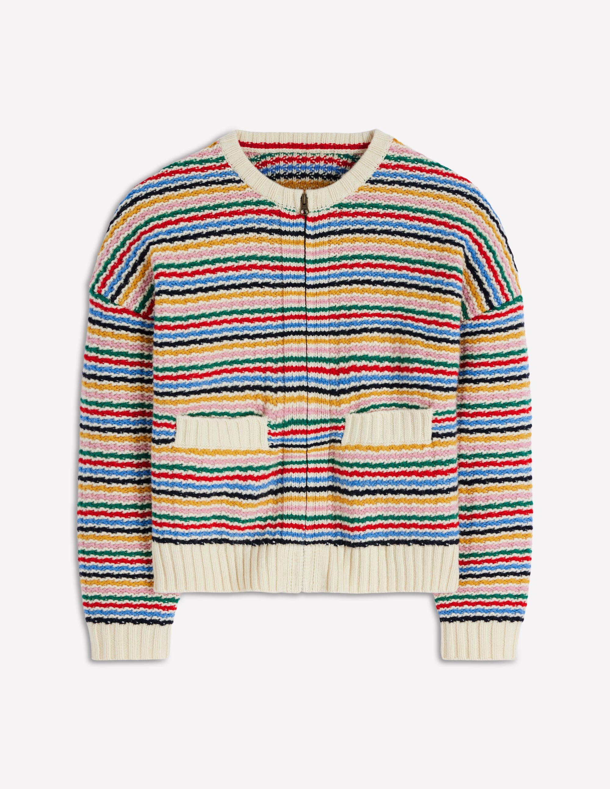 Maya Zip Up Jacket-Ivory, Rainbow - Image 7