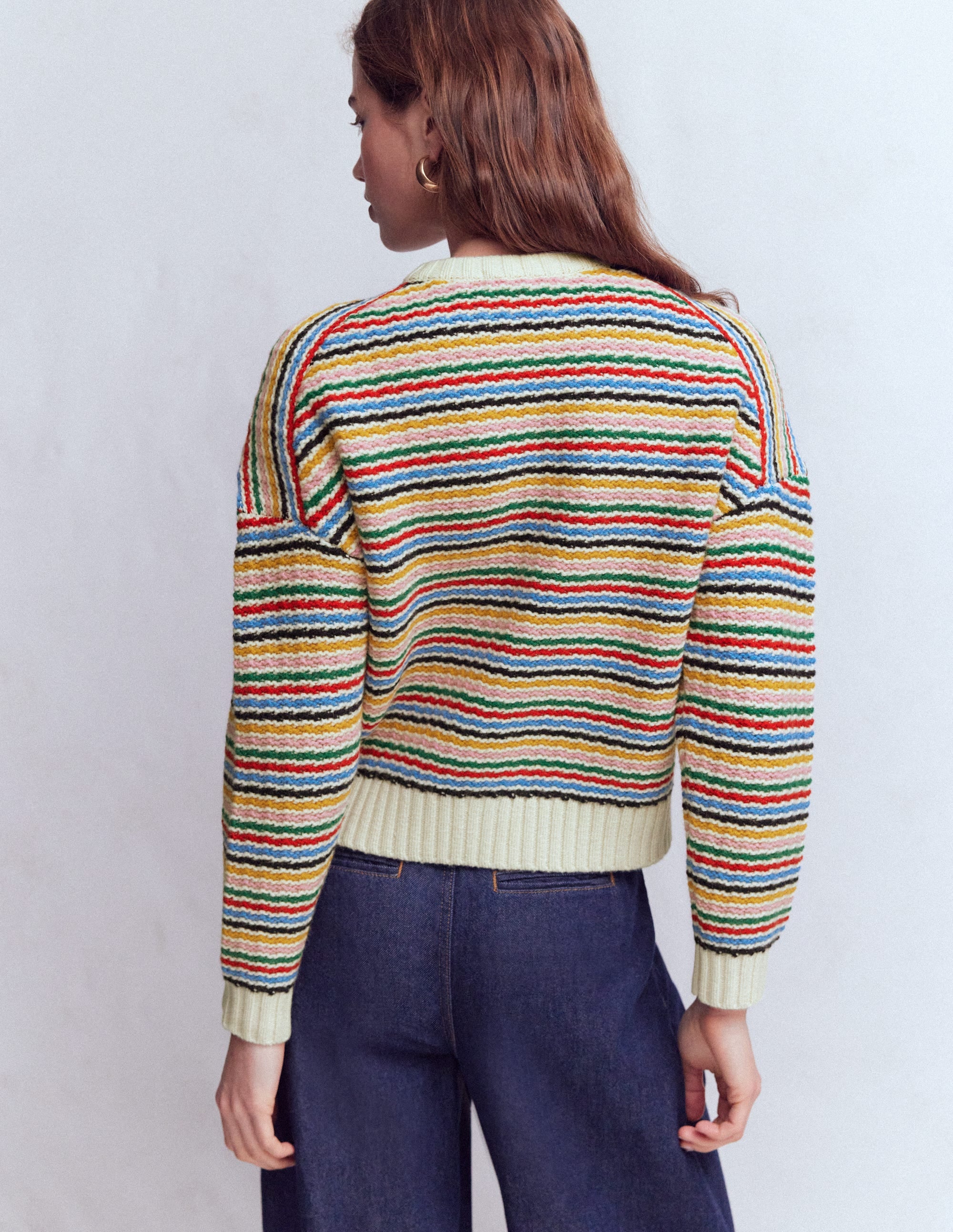 Maya Zip Up Jacket-Ivory, Rainbow - Image 3