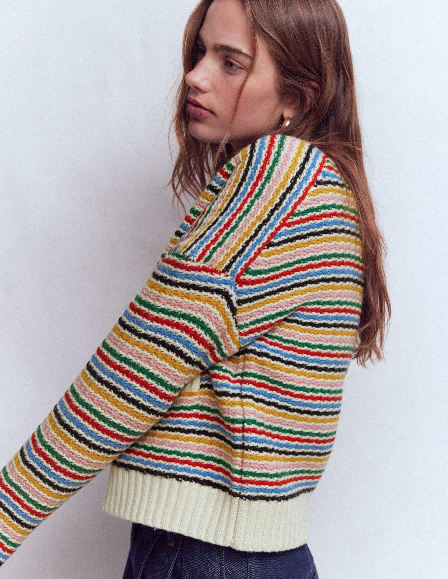 Maya Zip Up Jacket-Ivory, Rainbow