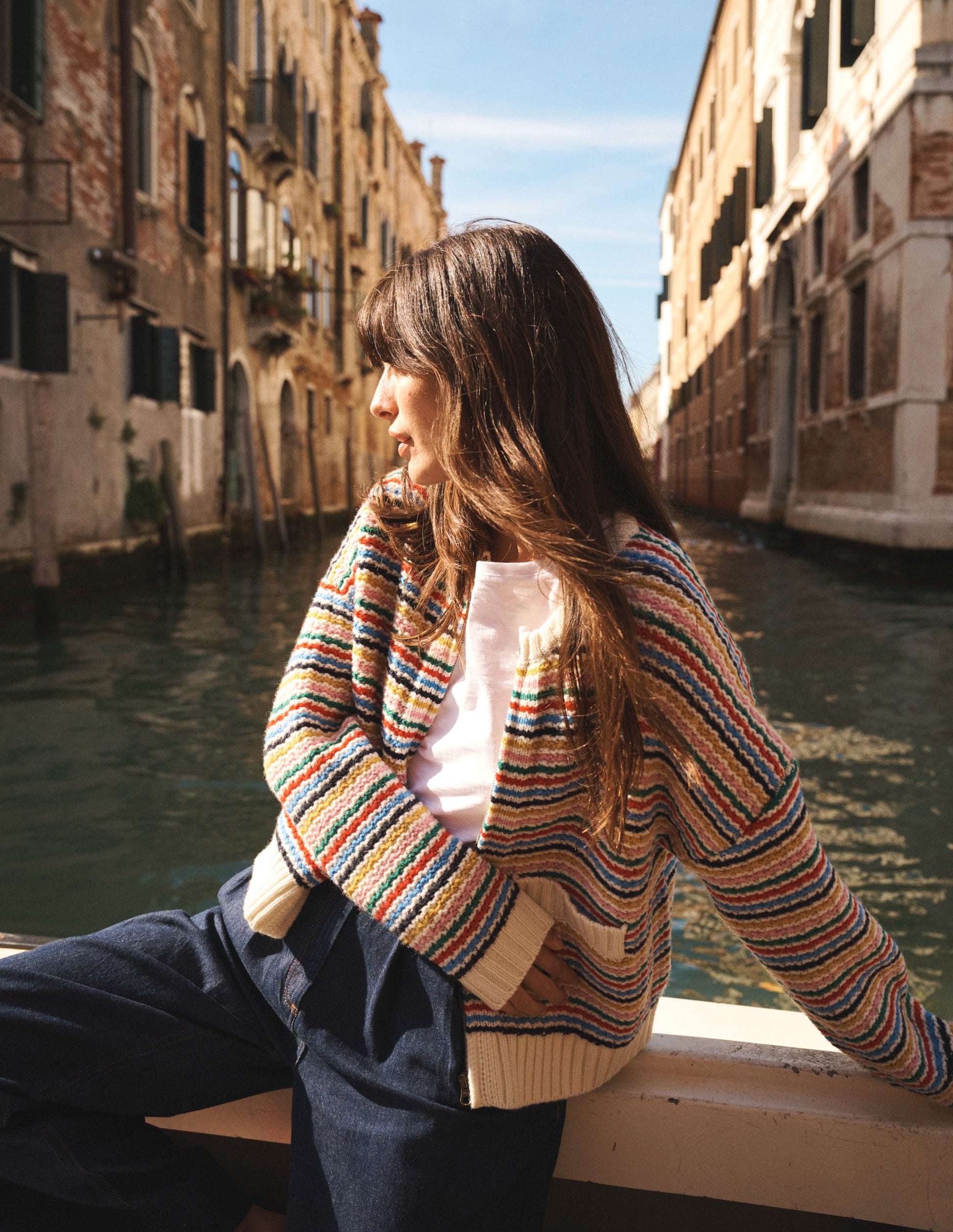 Maya Zip Up Jacket-Ivory, Rainbow-1