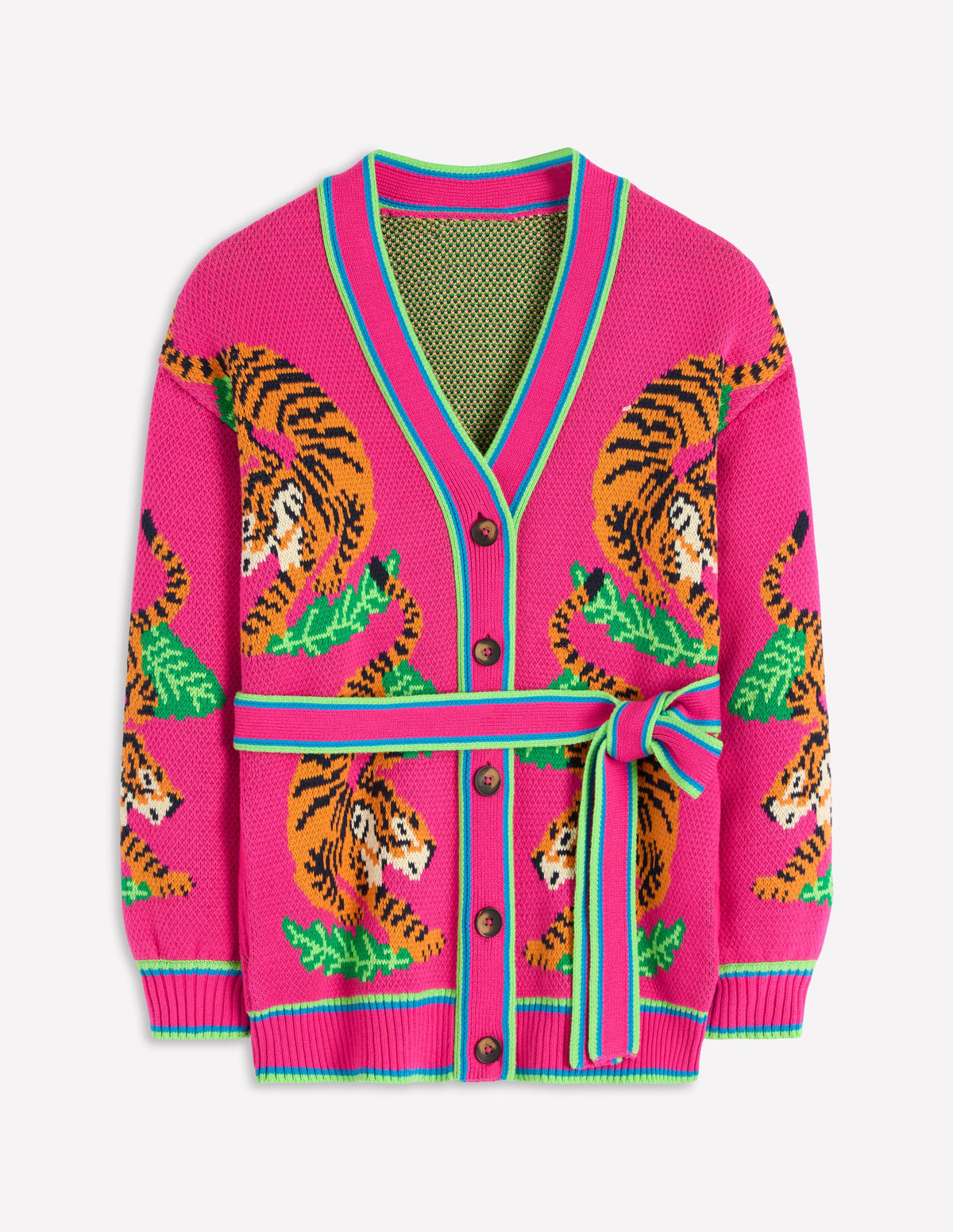 Jacquard Belted Cardigan-Pink Yarrow Tigers - Image 7