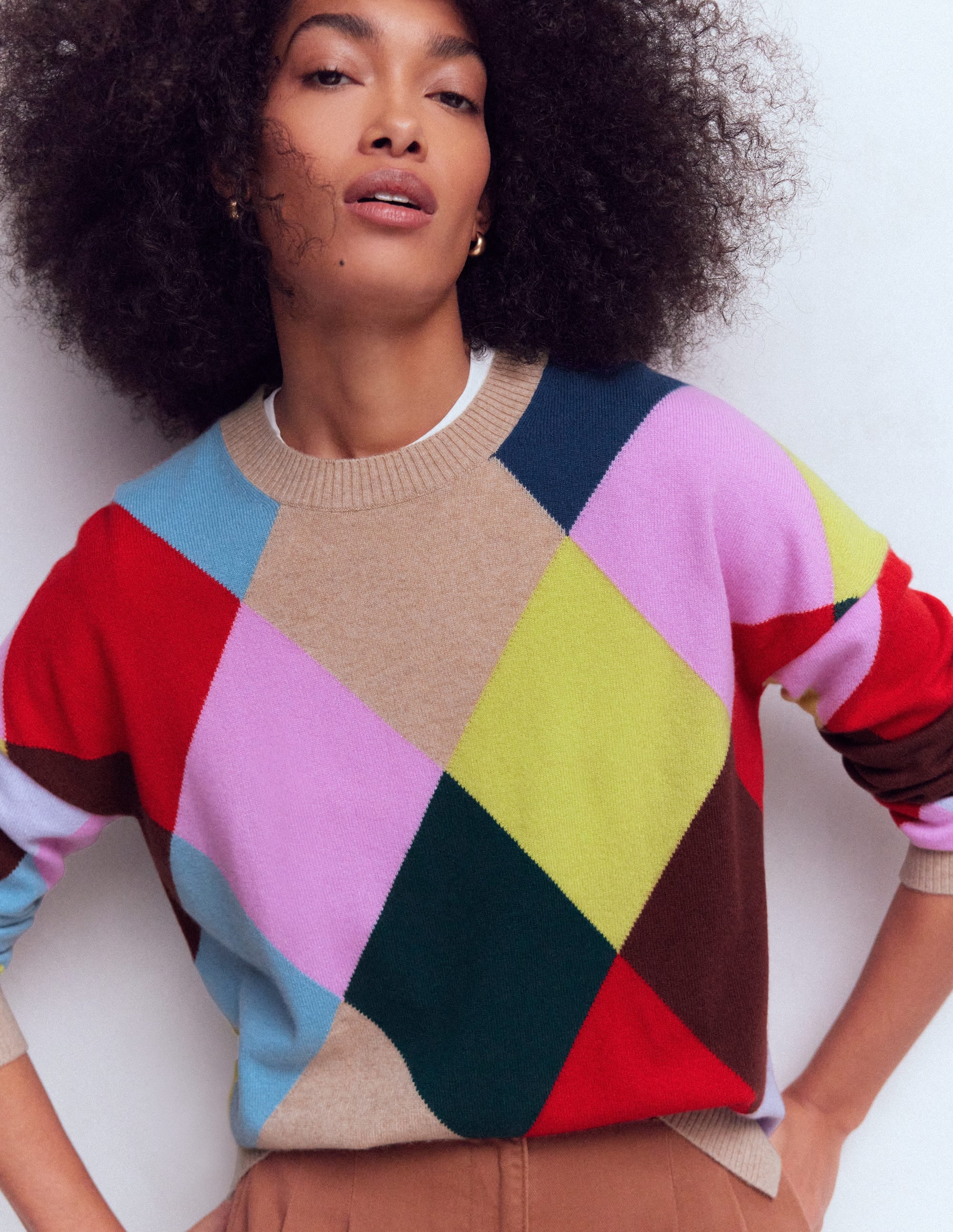 Anastasia Cashmere Sweater-Multi Harlequin Jumper | Boden USA