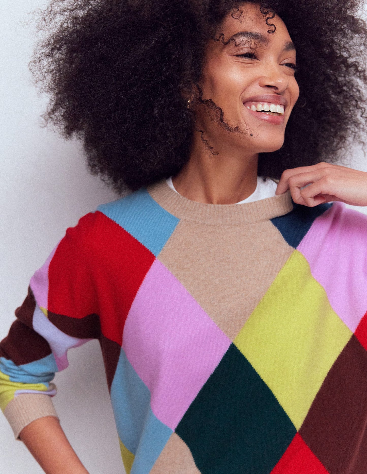 Anastasia Cashmere Sweater-Multi Harlequin Jumper