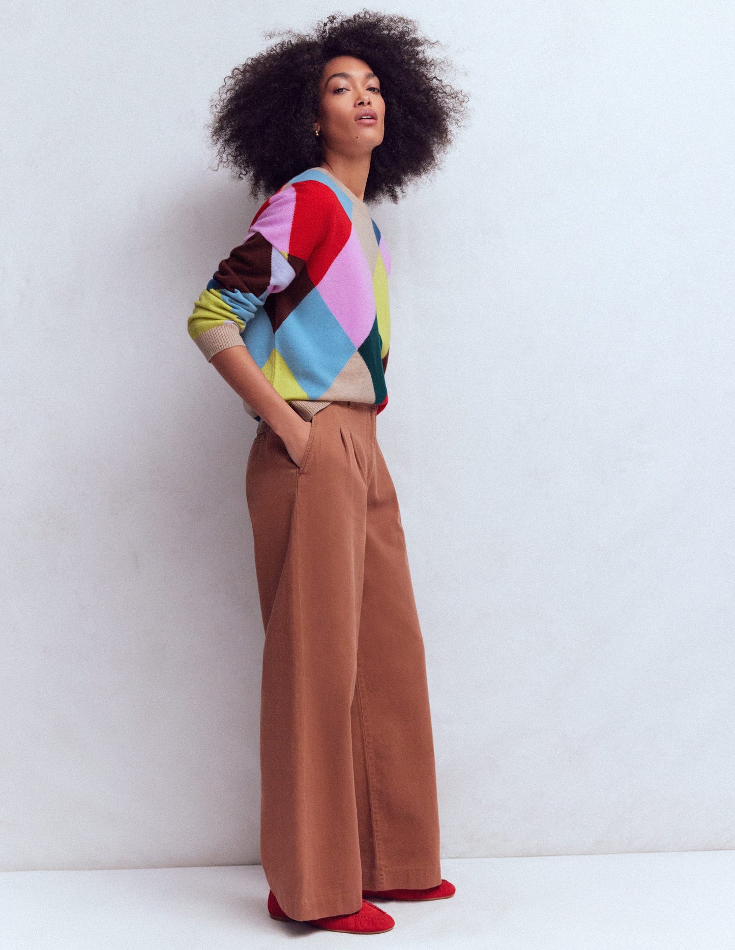 Anastasia Cashmere Sweater-Multi Harlequin Jumper