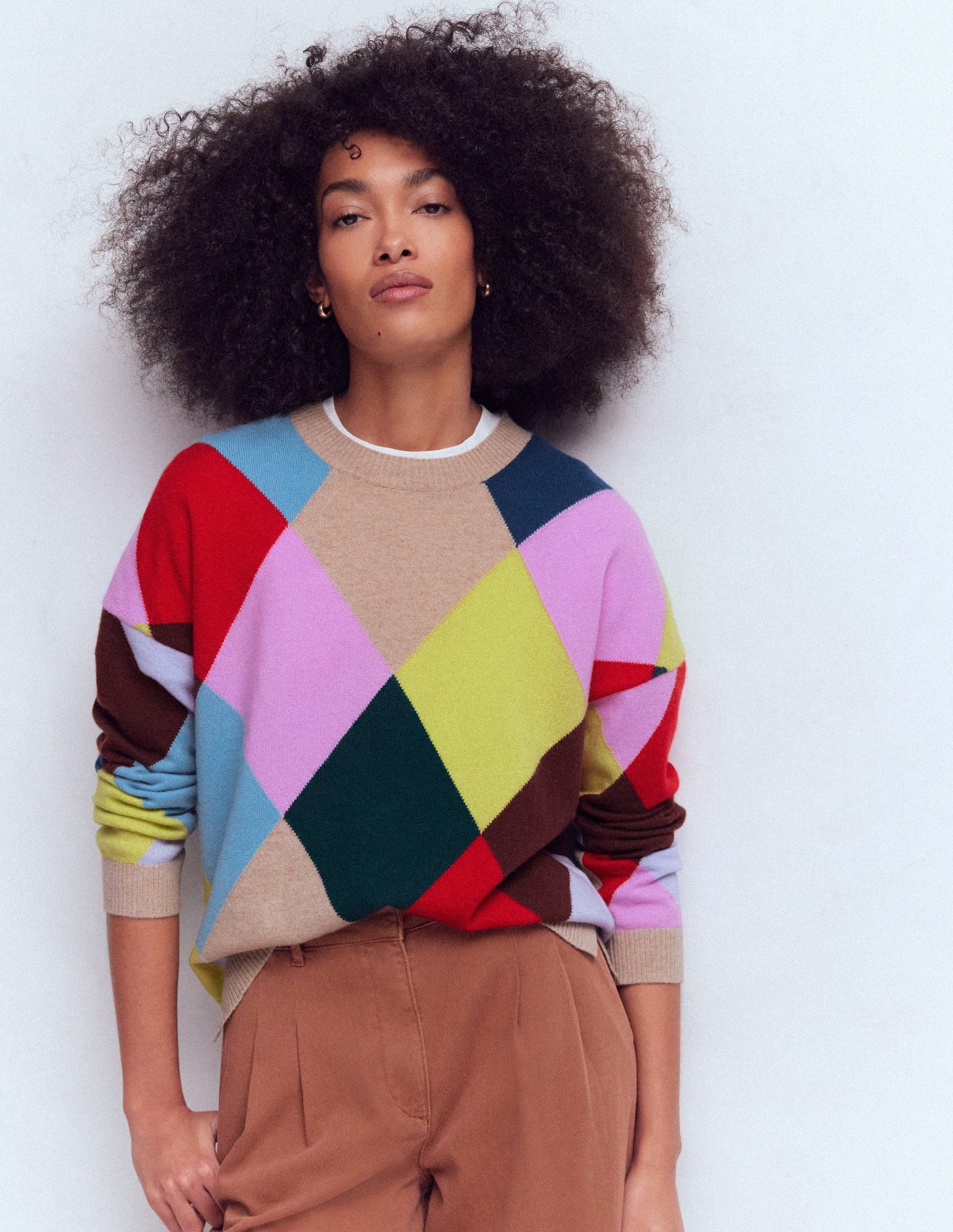 Anastasia Cashmere Sweater-Multi Harlequin Jumper