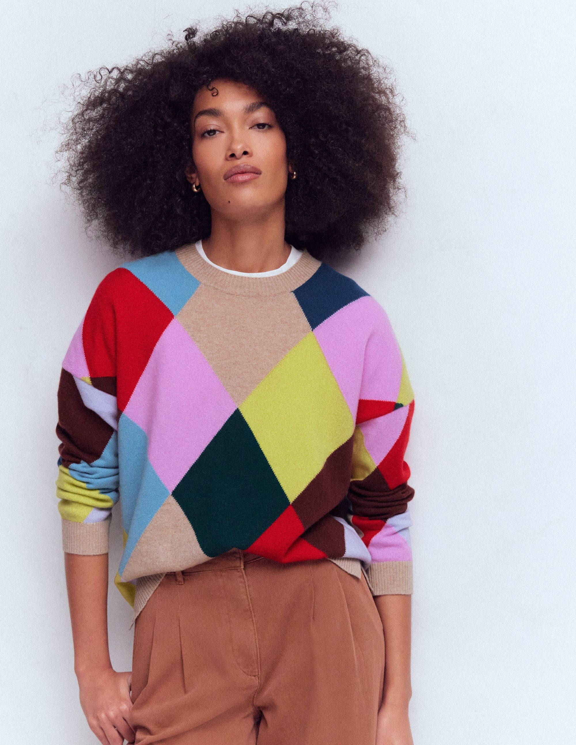 Anastasia Cashmere Sweater-Multi Harlequin Jumper - Image 5
