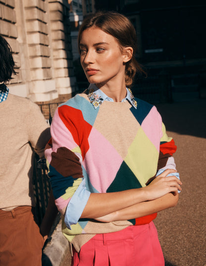 Anastasia Cashmere Sweater-Multi Harlequin Jumper-1