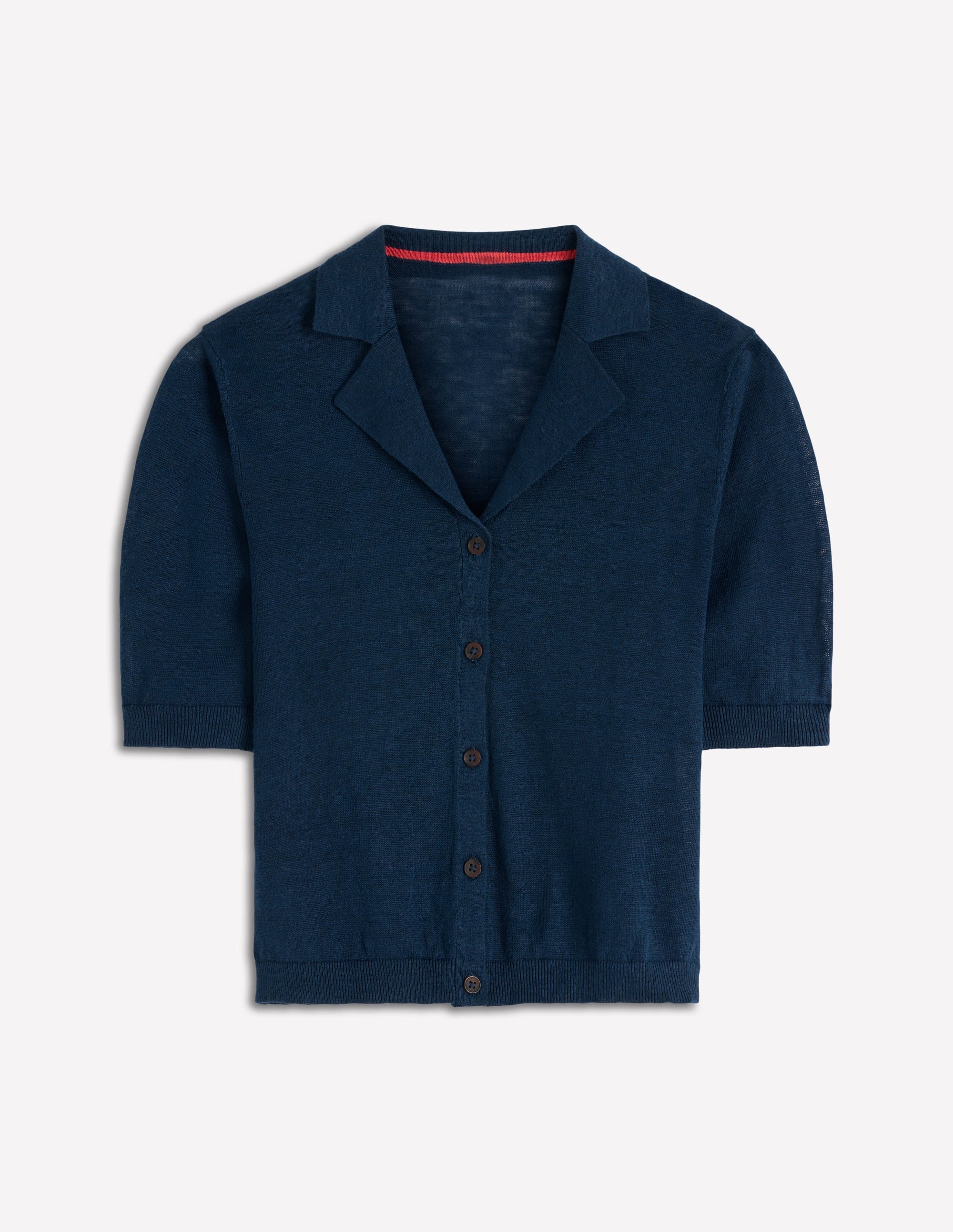 Agnes Collar Linen Cardigan-Navy | Boden USA