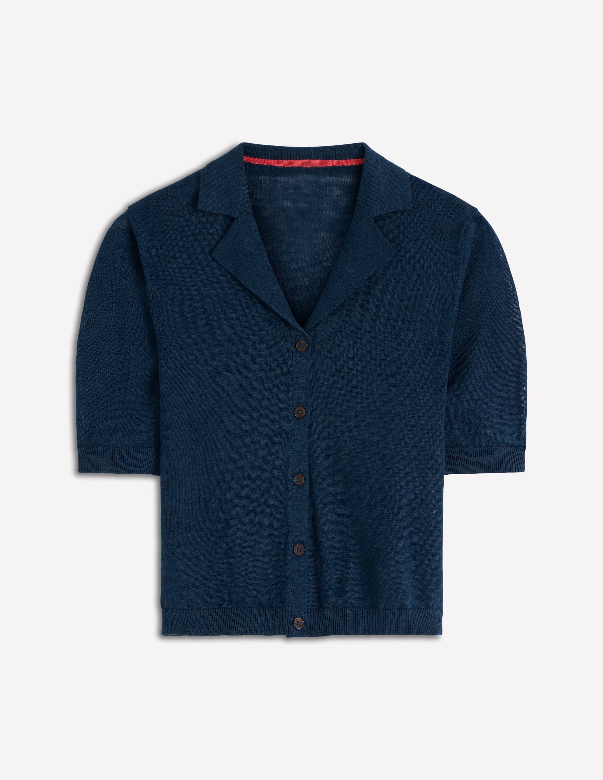 Agnes Collar Linen Cardigan-Navy-5