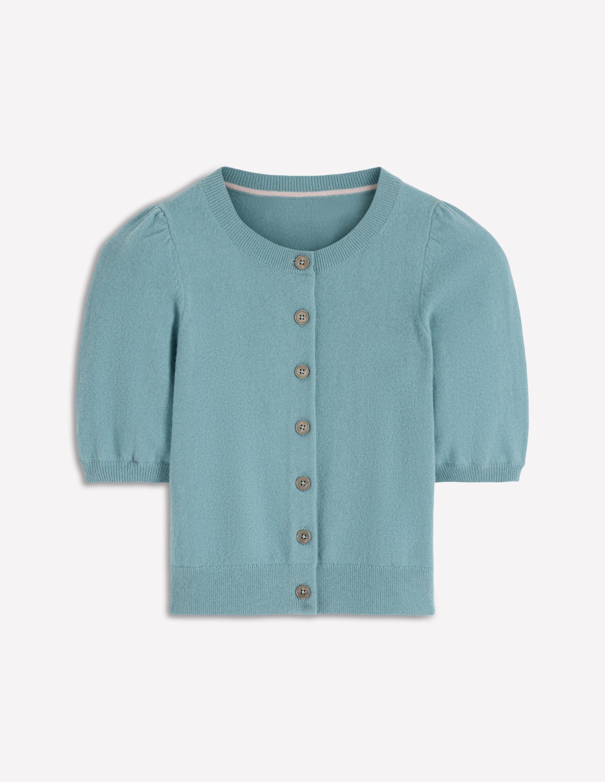 Cropped Cashmere Cardigan-Misty Blue - Image 6