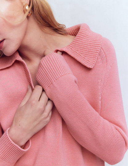 Cotton Henley Sweater-Dusty Rose-2