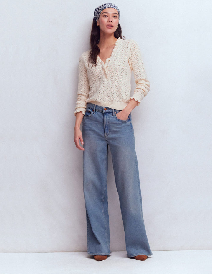 High Rise Wide Leg Jeans-Light Vintage