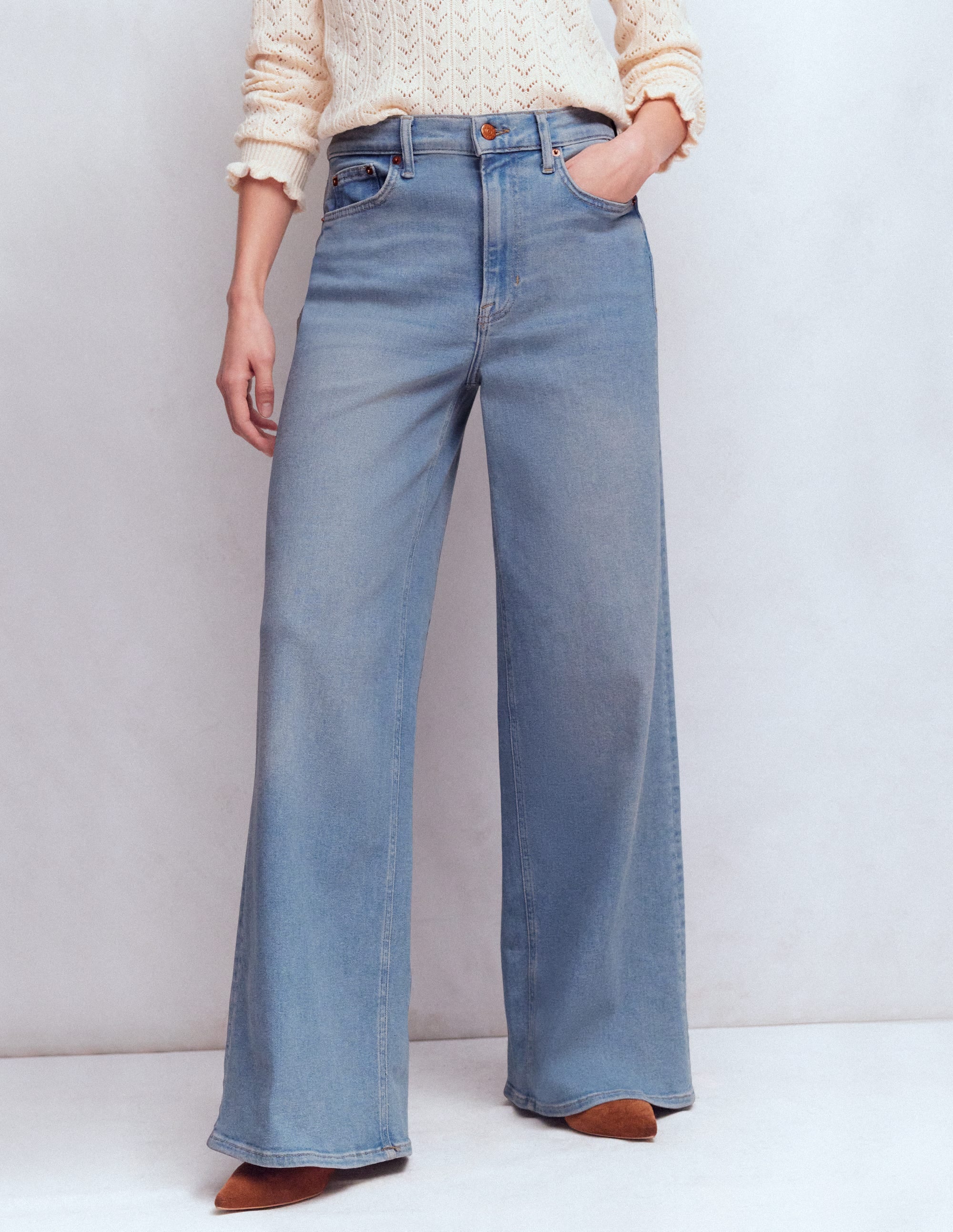 High Rise Wide Leg Jeans-Light Vintage - Image 4