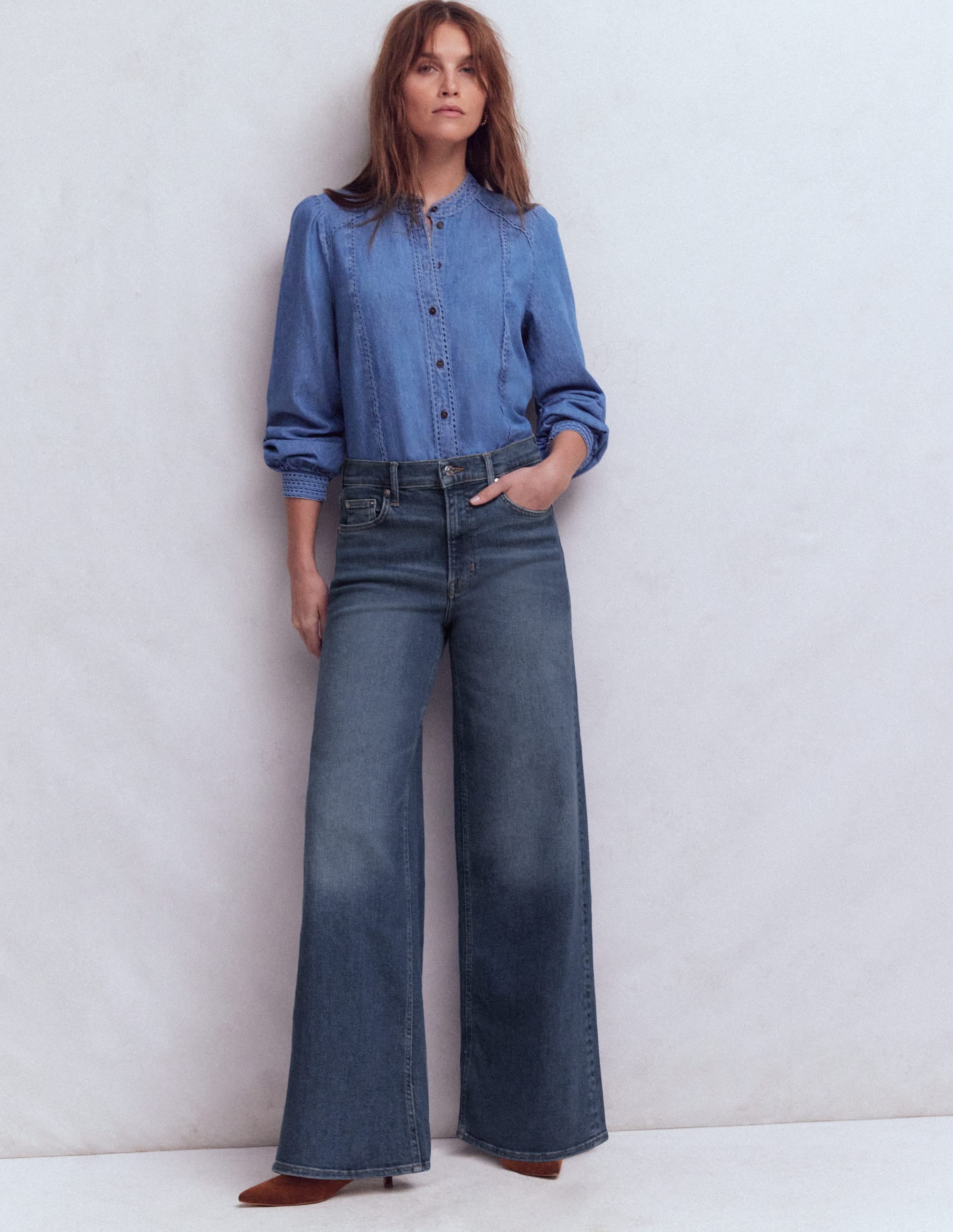 High Rise Wide Leg Jeans - Mid Vintage | Boden USA