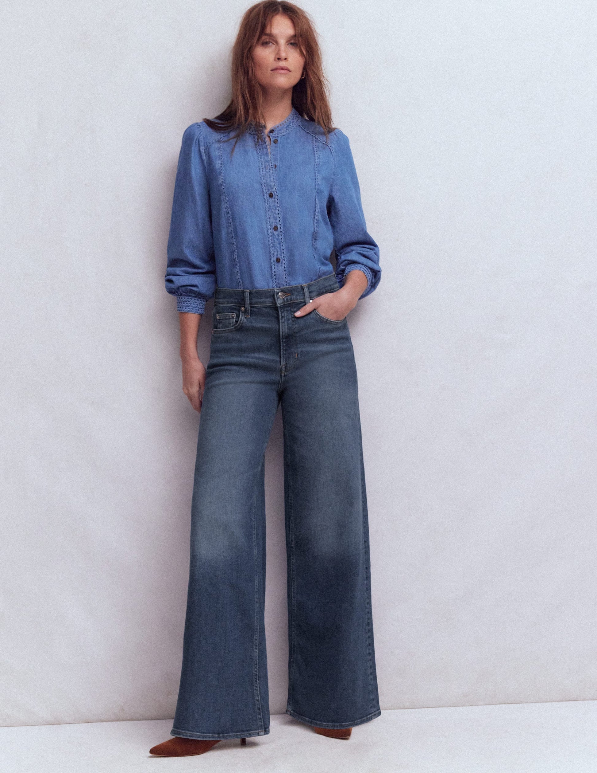 High Rise Wide Leg Jeans-Mid Vintage-1