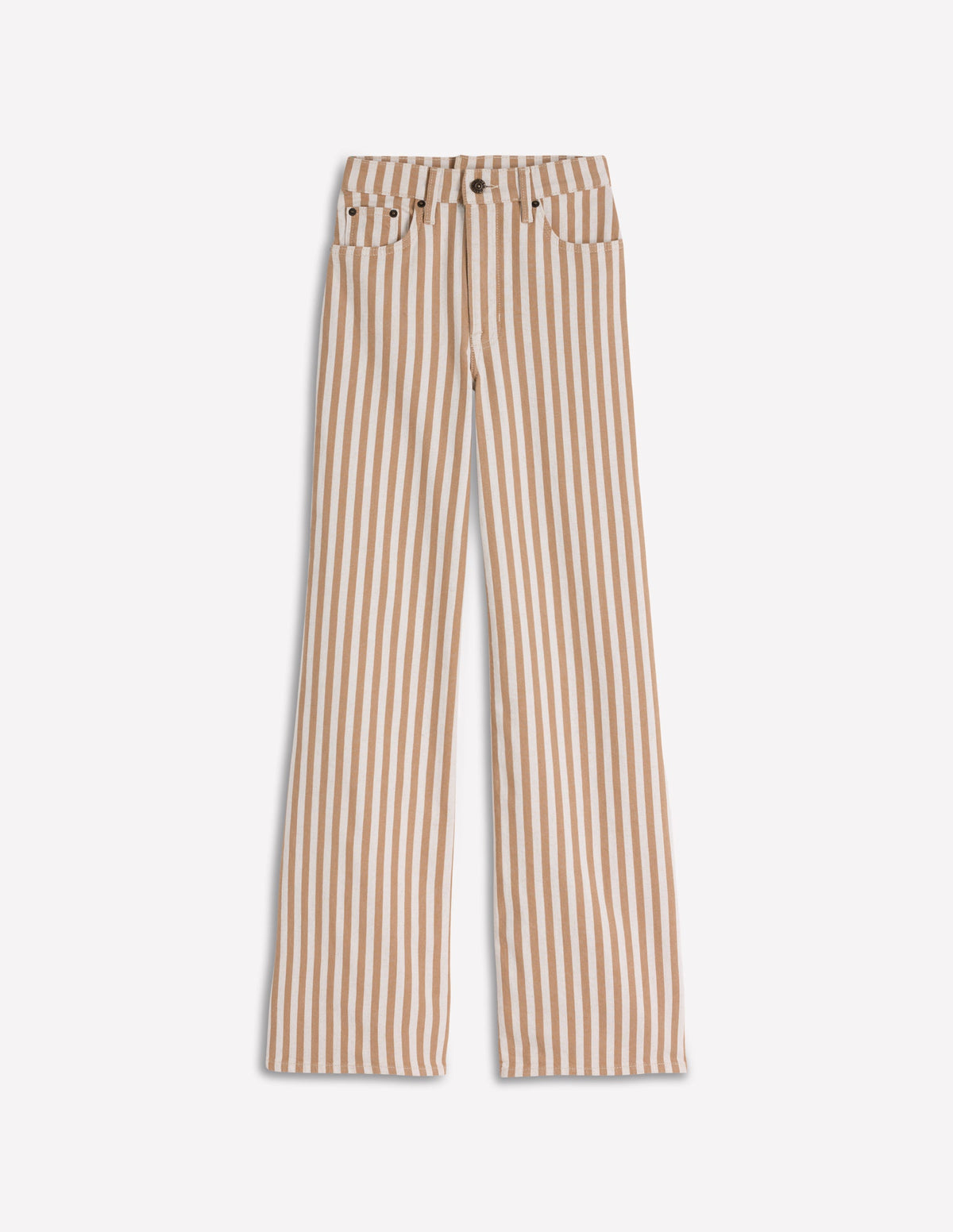 High Rise Wide Leg Jeans-Ecru Tan Stripe - Image 7