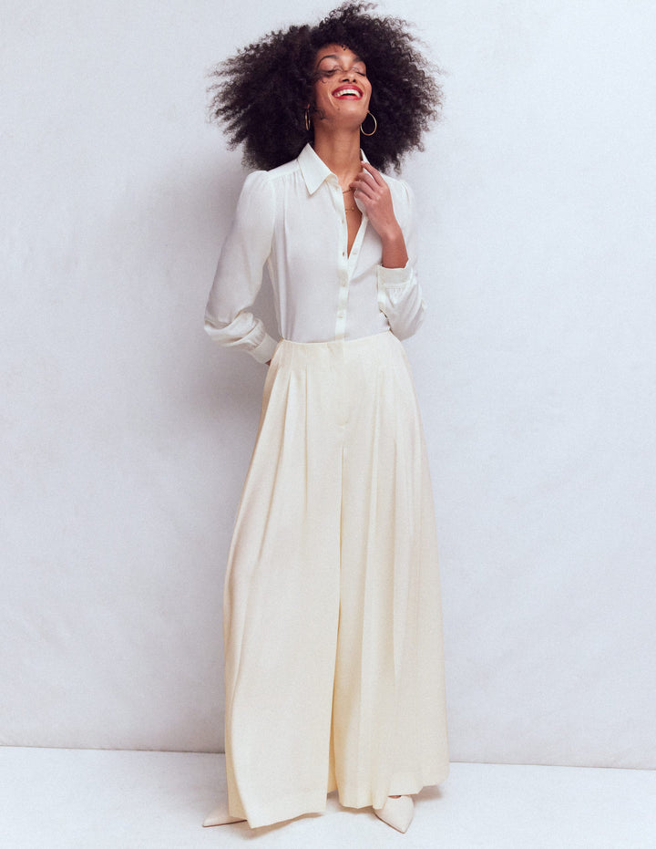 Regent Wide Leg Pants-Ivory