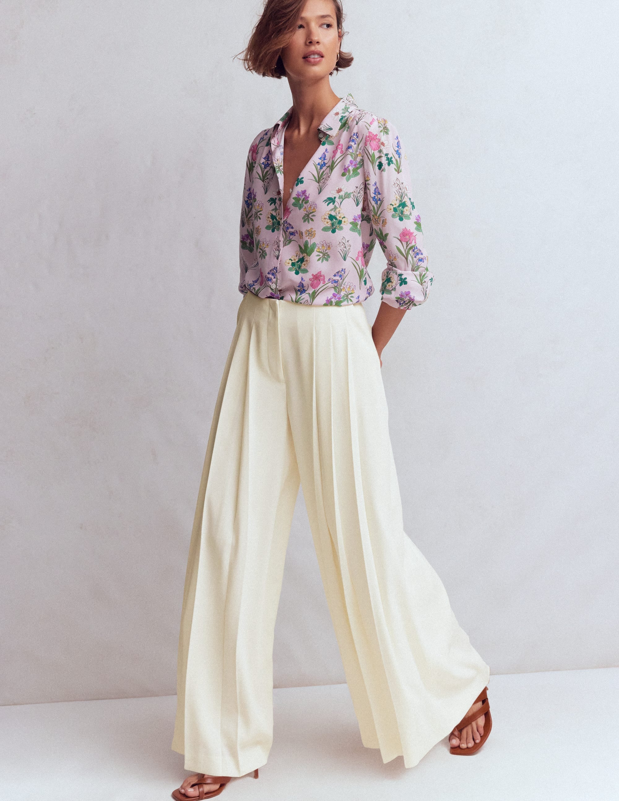 Regent Wide Leg Pants-Ivory - Image 1