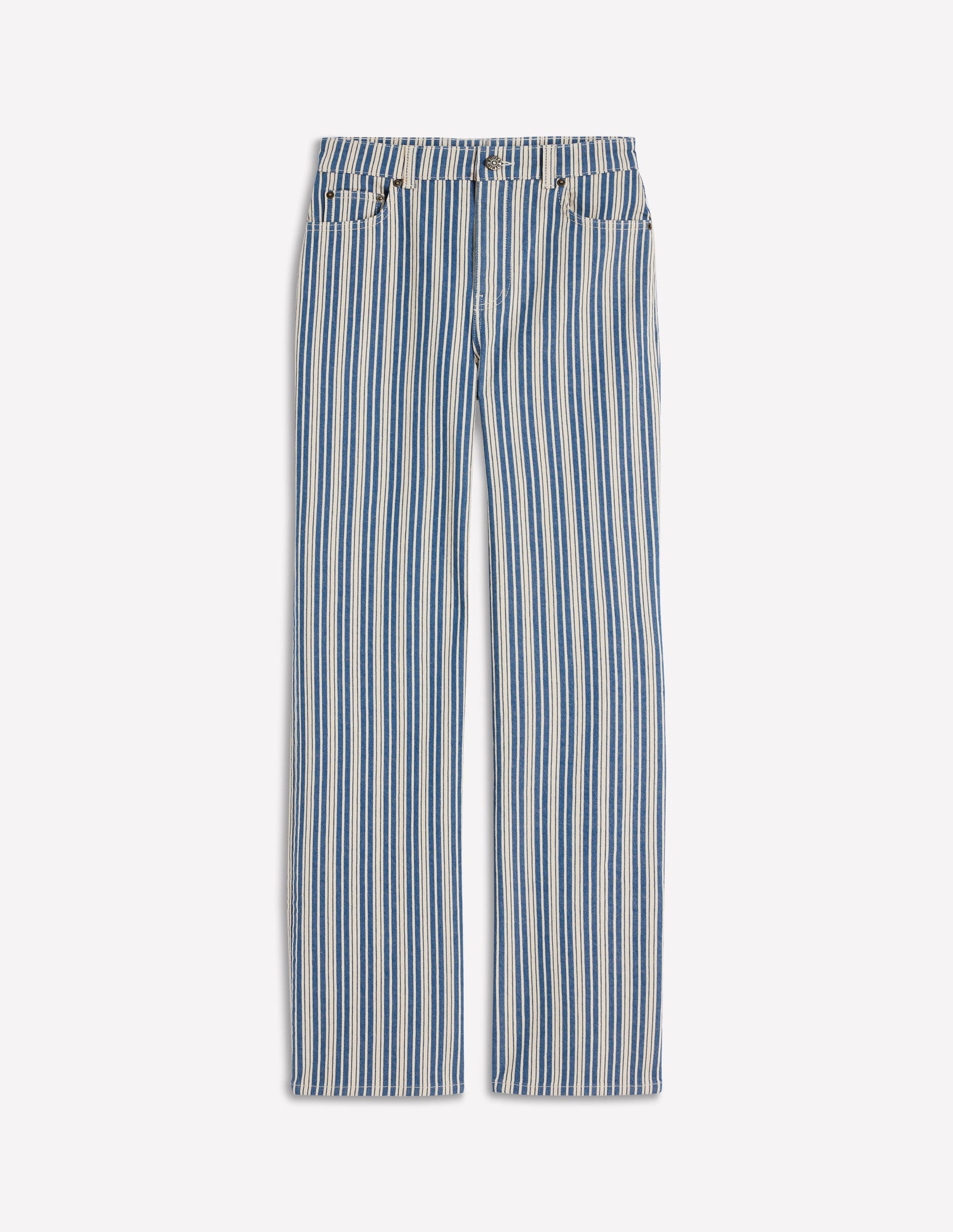 High Rise Column Leg Jeans-Blue Stripe-8